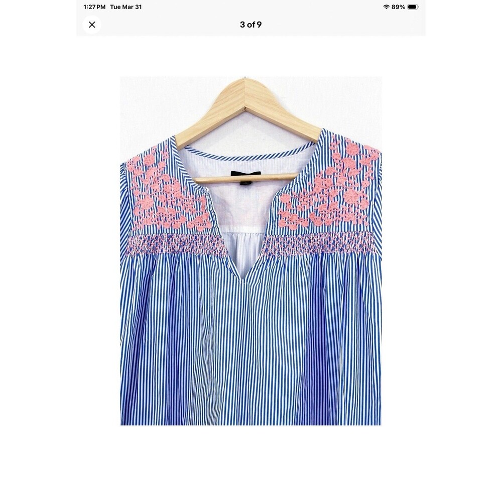 J. Crew Embroidered Popover Dress With Ruffle Hem SZ XXS  100% Cotton - Picture 4 of 11